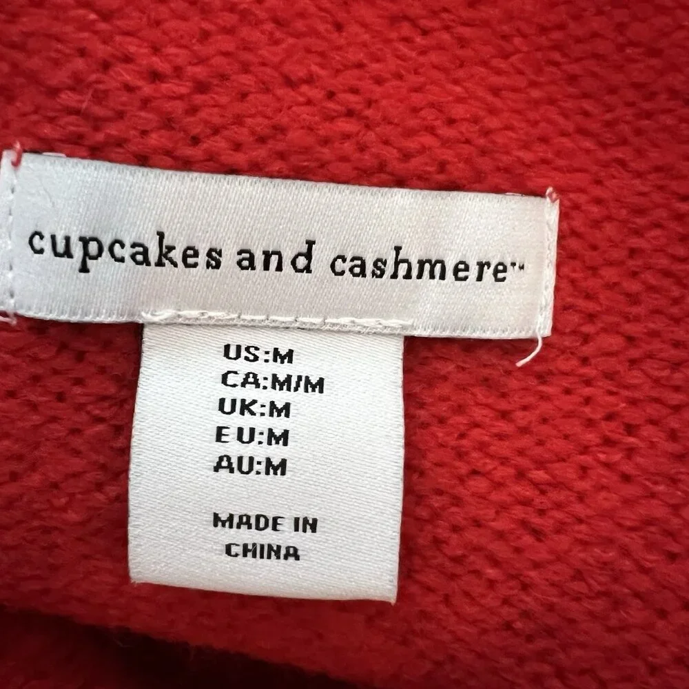 Cupcakes & Cashmere Women’s Red Ski Knit Sweater Medium Size Oversized Christmas - Picture 5 of 9